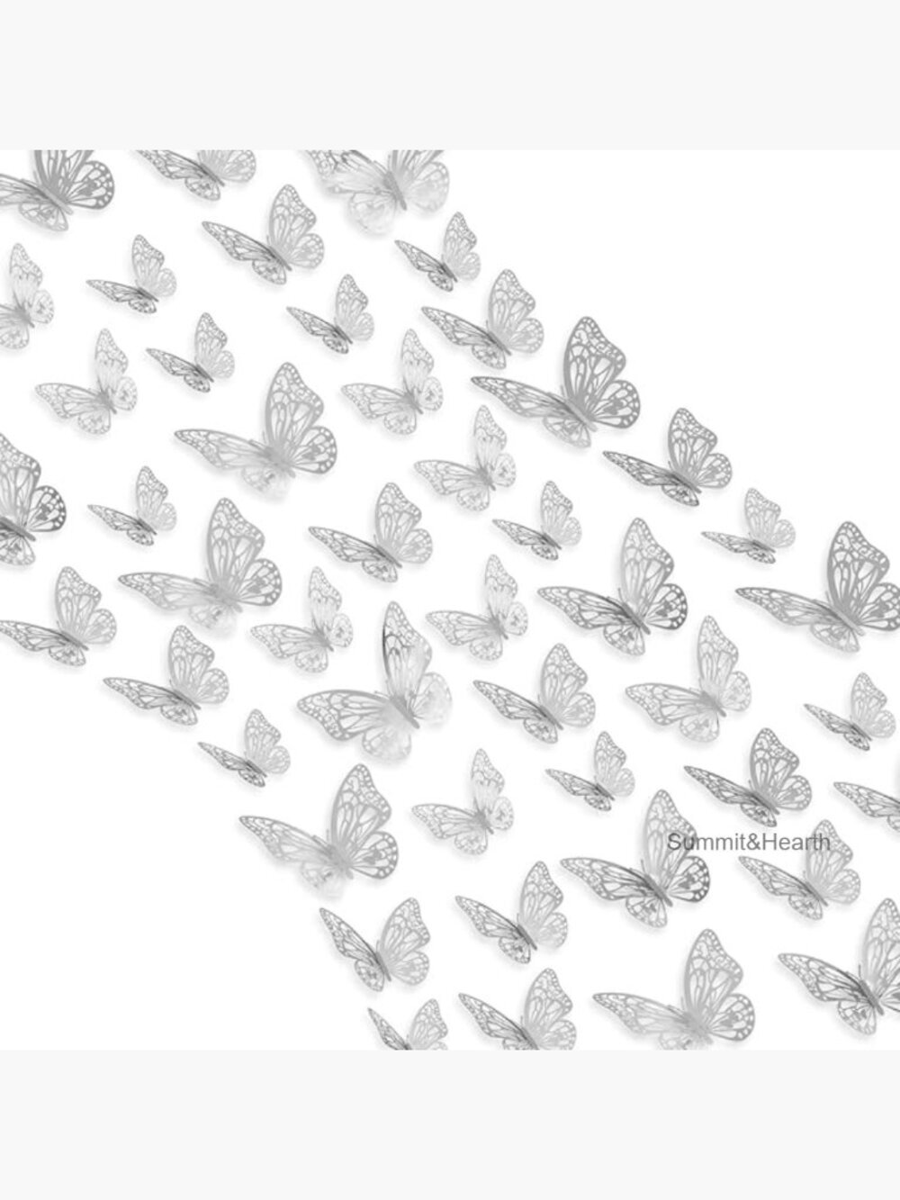 48pcs 3D Butterfly Wall Stickers, 3 Sizes, Paper Material, Home Decor